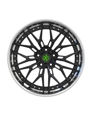 Personalized shiny polygonal silver and black forged wheels