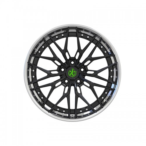 Personalized shiny polygonal silver and black forged wheels