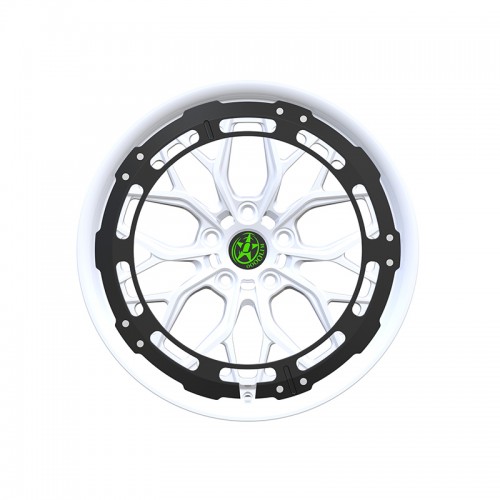 Personalized black retainer and glossy white forged wheels