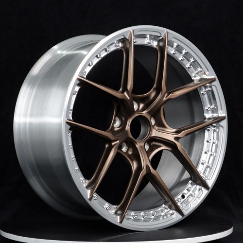 Dark copper brushed high-end multi-size fuel-efficient double-piece forged wheels