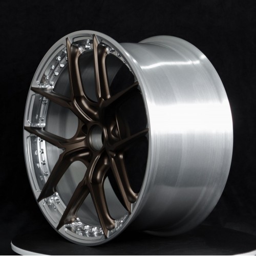 Dark copper brushed high-end multi-size fuel-efficient double-piece forged wheels