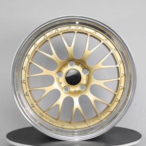 Double-piece fine polished gold custom forged wheels